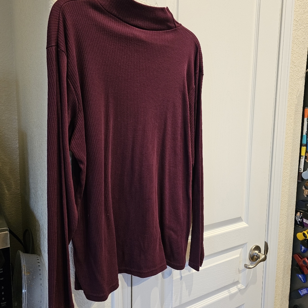 Burgundy Long Sleeve Ribbed Top